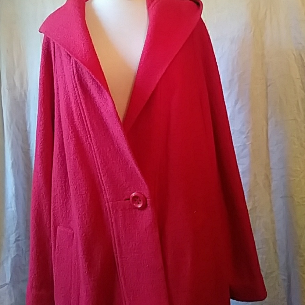 Focus 2000 red rayon/wool coat- sz 10